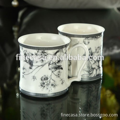 12OZ Elegant Style New Bone China Plain Ceramic Mug of Nocturne